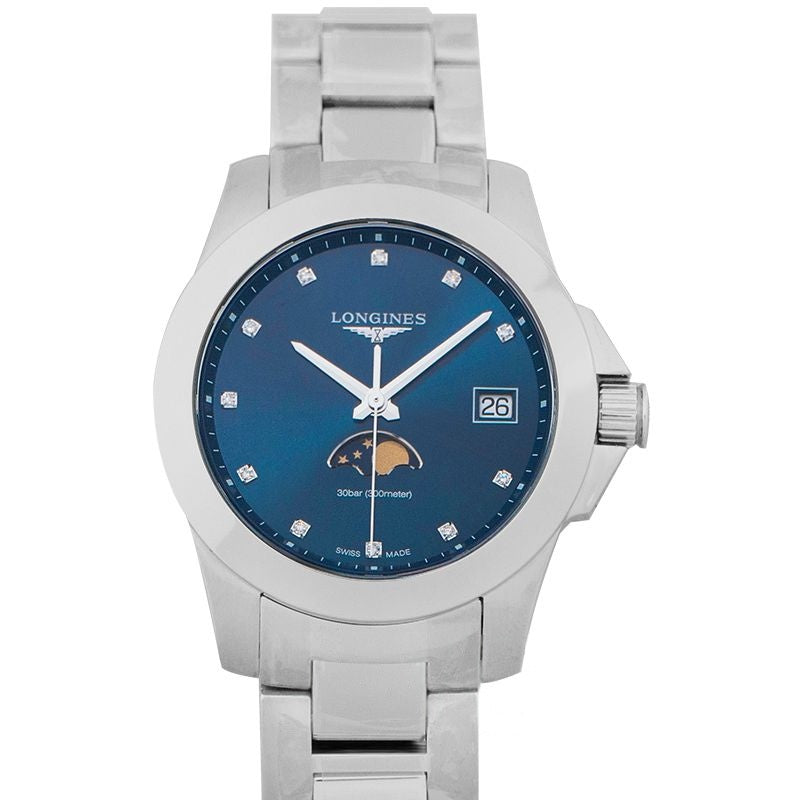 Longines Conquest 34 mm blaues Zifferblatt aus Edelstahl L33814976
