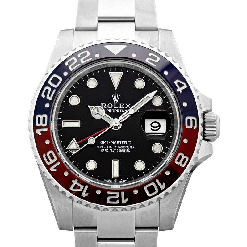 GMT Master II 40 mm schwarzes Zifferblatt aus Edelstahl 126710blro-0002