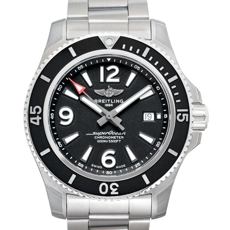 Superocean 44 mm schwarzes Zifferblatt aus Edelstahl A17367D71B1A1