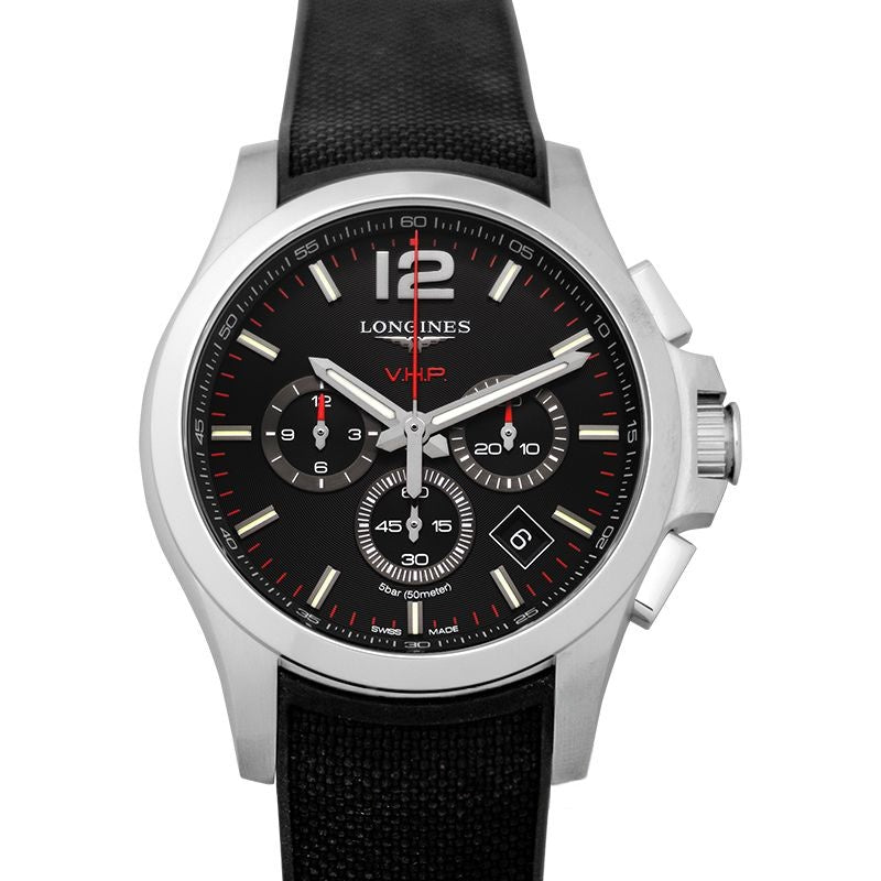 Longines Conquest 44 mm schwarzes Zifferblatt aus Edelstahl L37274569