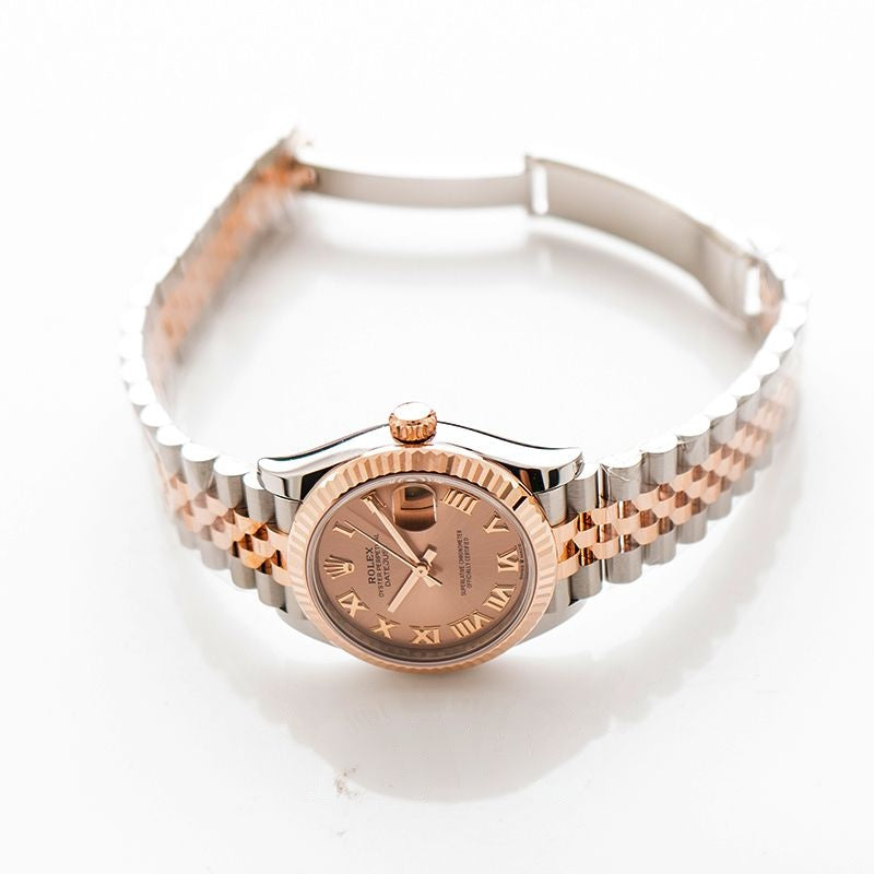 Datejust 31 mm, rotes Zifferblatt aus Edelstahl, Everose-Gold 278271-0006