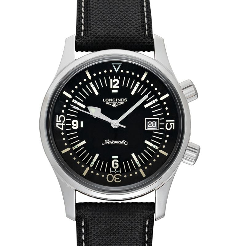 Longines Heritage – 42,00 mm, schwarz lackiertes, poliertes Zifferblatt aus Edelstahl, L37744509