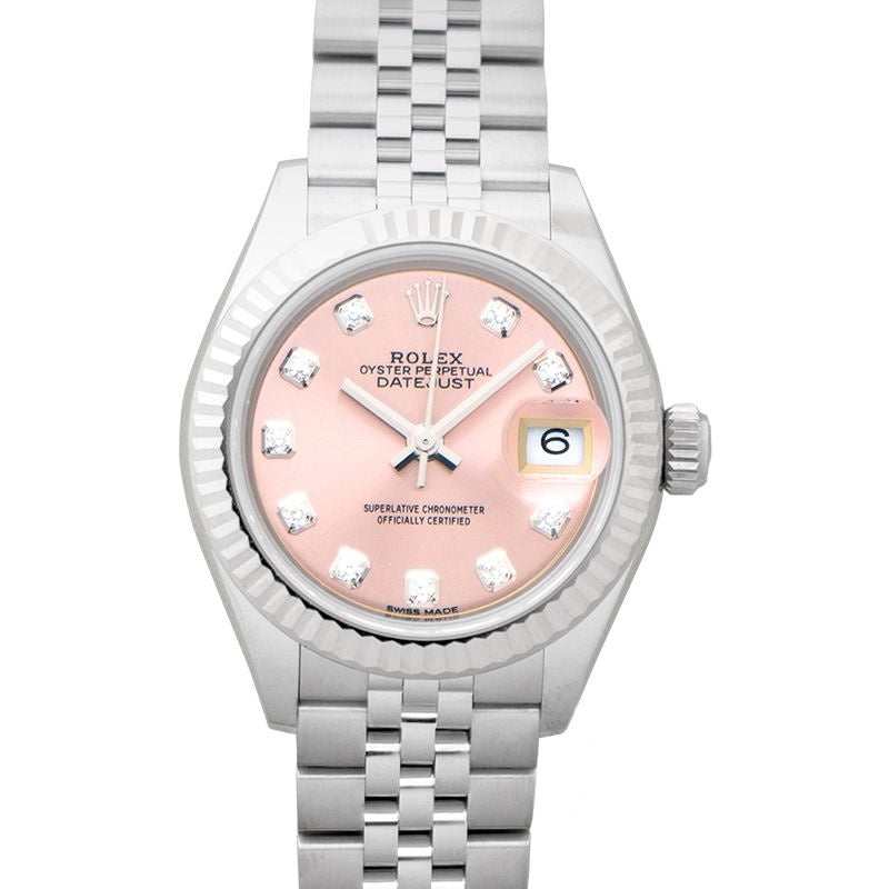 Lady Datejust 28 mm rosa Zifferblatt in Edelstahl, Weißgold 279174-0003