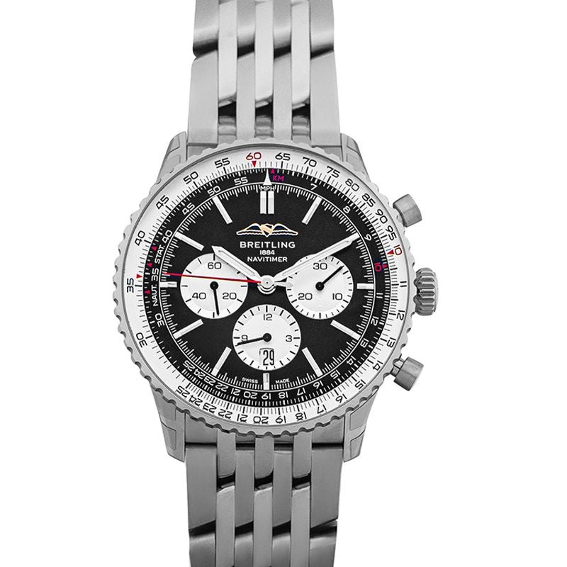 Navitimer 46 mm schwarzes Zifferblatt aus Edelstahl AB0137211B1A1