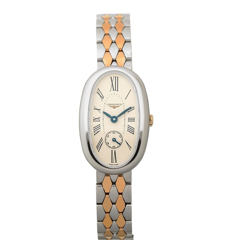 Longines Symphonette 21,90 x 34,00 mm, silbernes „Flinqu?“-Zifferblatt aus Edelstahl mit Krone aus 18 Karat Rotgold, L23065717