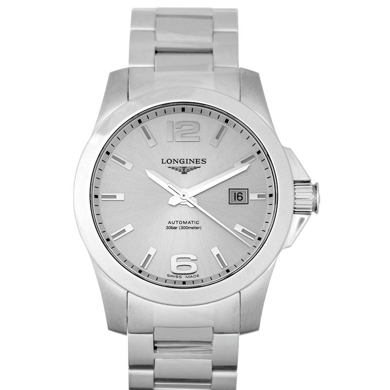 Longines Conquest 41 mm silbernes Zifferblatt aus Edelstahl L37774766