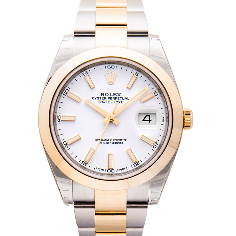 Datejust 41,00 mm, weißes Zifferblatt aus Edelstahl, Gelbgold 126303-0015