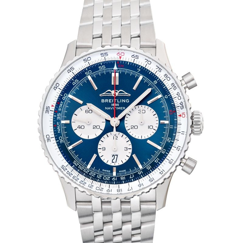 Navitimer 46 mm blaues Zifferblatt aus Edelstahl AB0137211C1A1