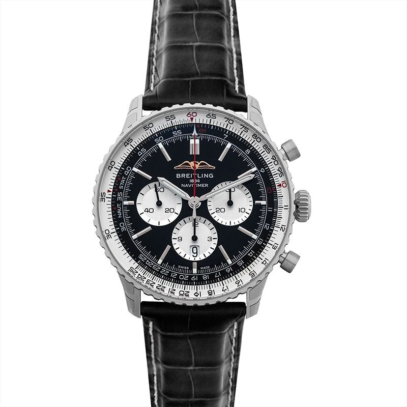 Navitimer 46 mm schwarzes Zifferblatt aus Edelstahl AB0137211B1P1