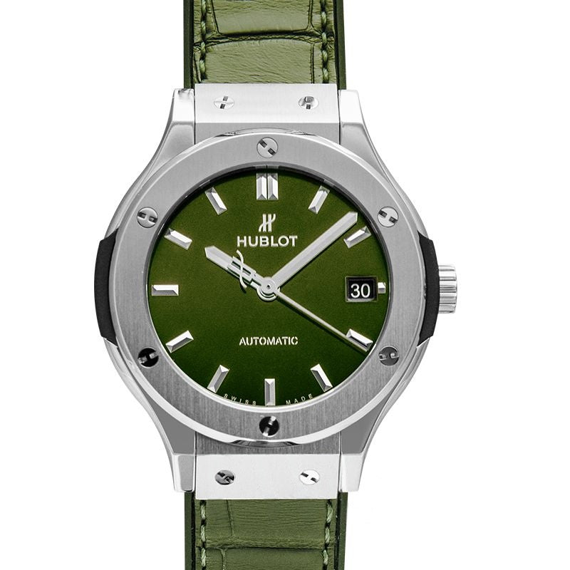 Classic Fusion 38 mm grünes Zifferblatt aus Titan 565.NX.8970.LR
