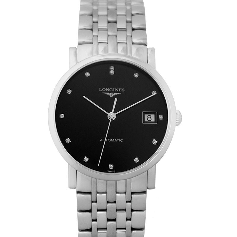 Die Longines Elegant Collection 34,50 mm schwarzes Zifferblatt aus Edelstahl L48094576