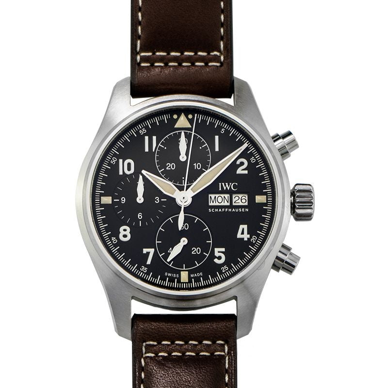 Pilot 41 mm schwarzes Zifferblatt aus Edelstahl IW387903