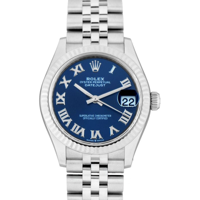 Datejust 31 mm, blaues Zifferblatt aus Edelstahl, Weißgold 278274-0034
