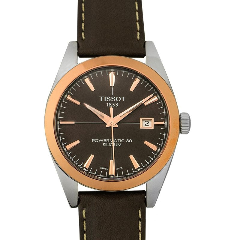 T-Gold 40 mm braunes Zifferblatt aus Edelstahl T927.407.46.291.00
