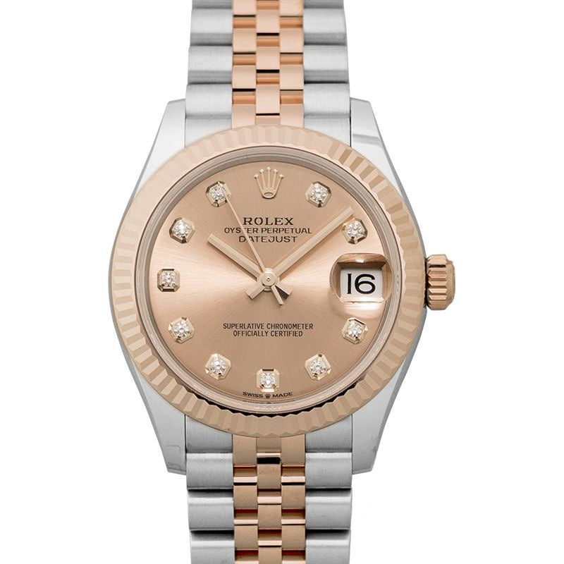 Datejust 31 mm, rotes Zifferblatt aus Edelstahl, Everose-Gold 278271-0024G