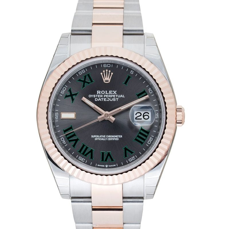 Datejust 41 mm, schiefergraues Zifferblatt aus Edelstahl, Everose-Gold 126331