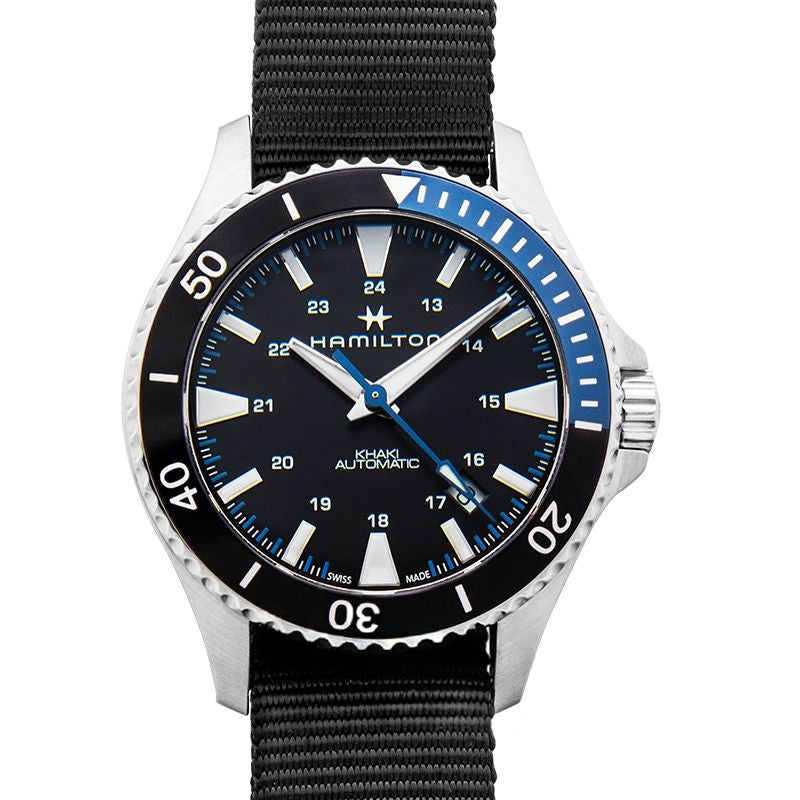 Khaki Navy 40 mm schwarzes Zifferblatt aus Edelstahl H82315931
