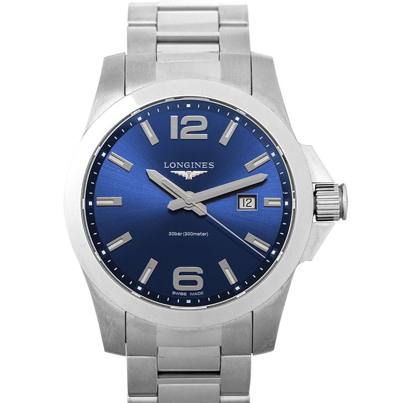 Longines Conquest 43 mm blaues Zifferblatt aus Edelstahl L37604966