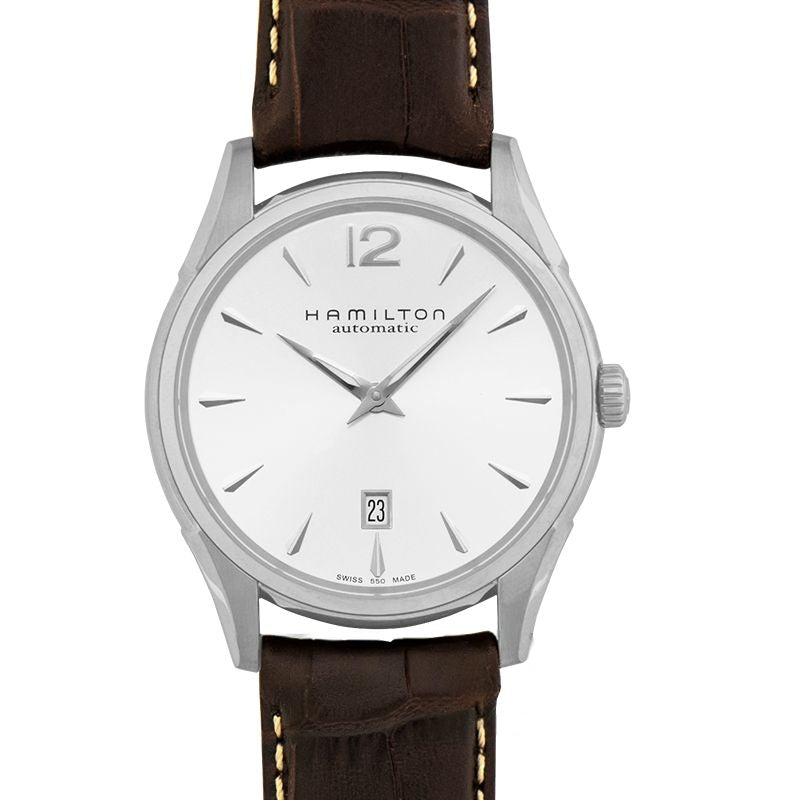 Jazzmaster 43 mm silbernes Zifferblatt aus Edelstahl H38615555
