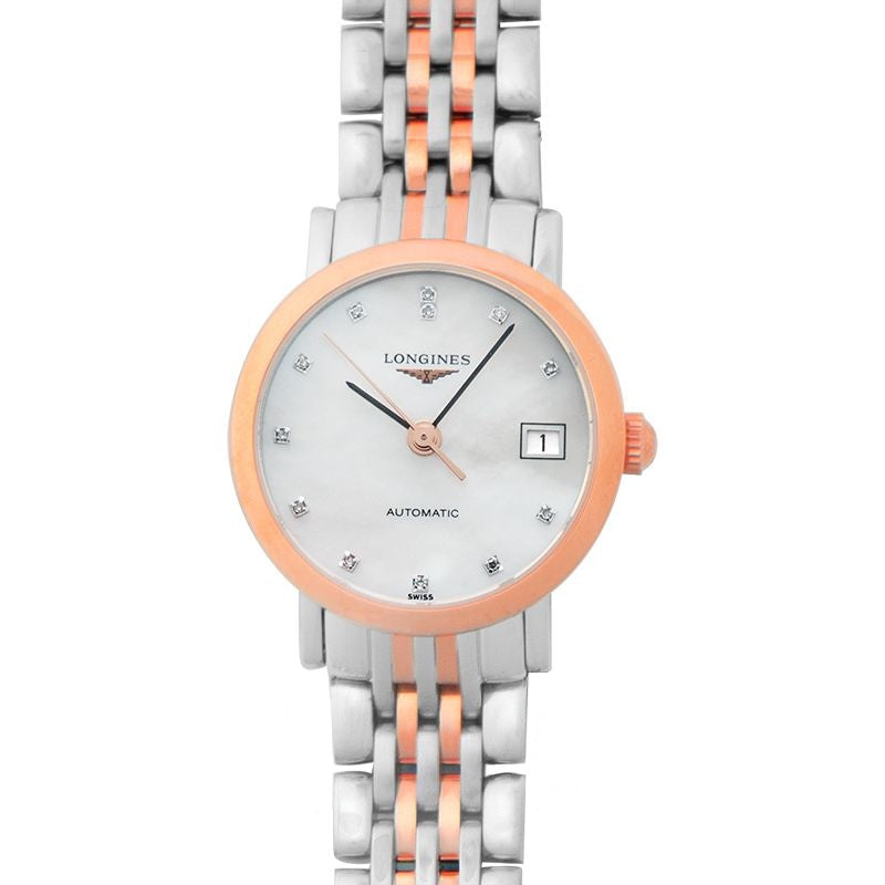 Die Longines Elegant Collection 25,5 mm Perlmuttzifferblatt aus Edelstahl L43095877