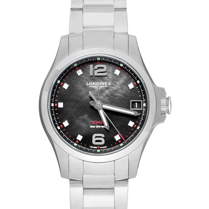 Longines Conquest – 36,00 mm schwarzes Perlmuttzifferblatt aus Edelstahl L33164886