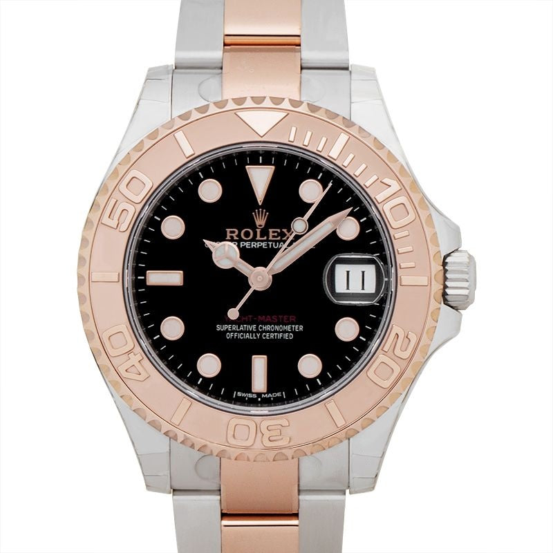 Yacht Master 37 mm, schwarzes Zifferblatt aus Edelstahl, Everose-Gold 268621