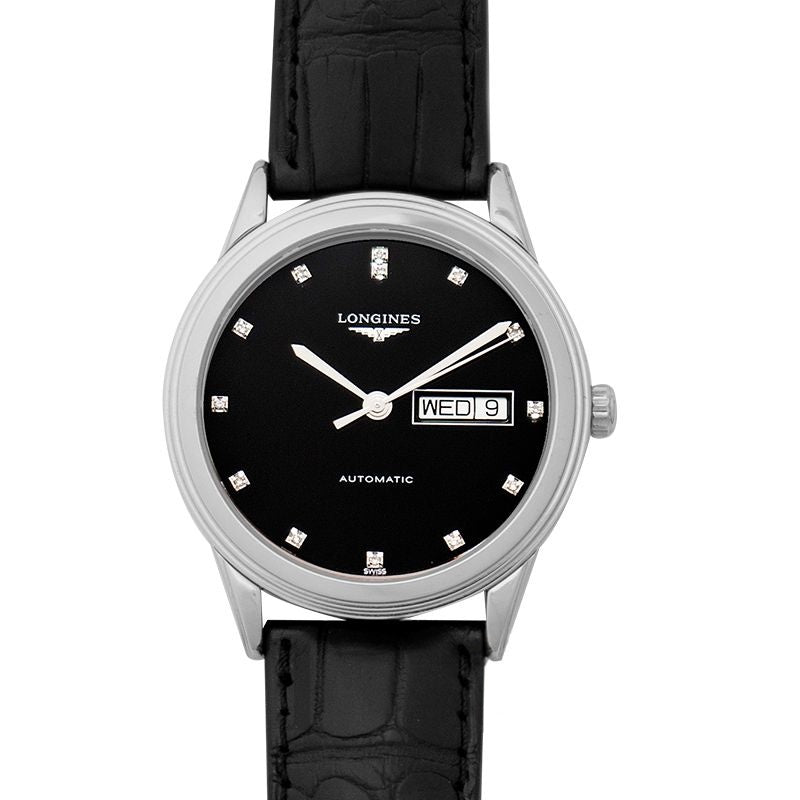 Flaggschiff – 38,50 mm, schwarz lackiertes, poliertes Zifferblatt aus Edelstahl L48994572
