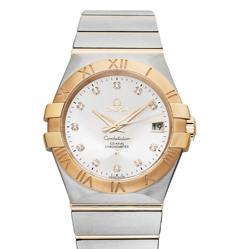 Constellation 35 mm, silbernes Zifferblatt aus Edelstahl, 18 Karat Gelbgold 123.20.35.20.52.002