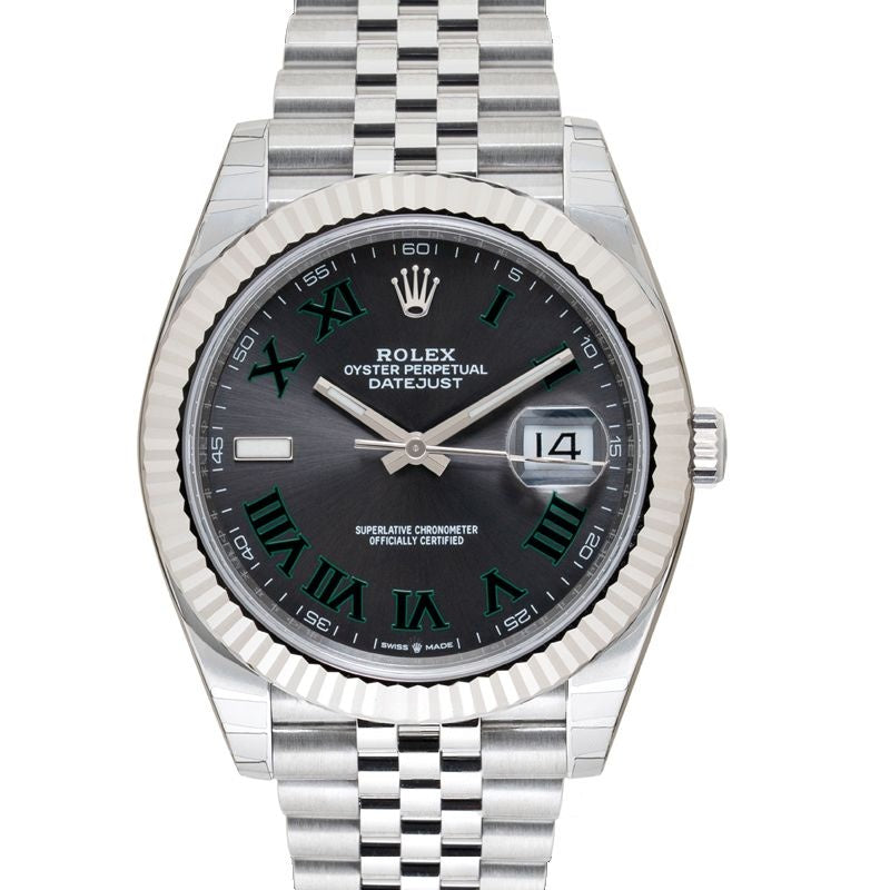 Datejust 41 mm, schiefergraues Zifferblatt aus Edelstahl, Weißgold 126334