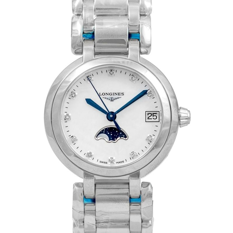 Longines PrimaLuna 30,5 mm weißes Perlmuttzifferblatt aus Edelstahl L81154876