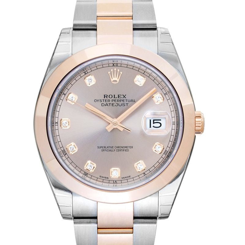 Datejust 41,00 mm, rosa Zifferblatt aus Edelstahl, Everose-Gold 126301-0007