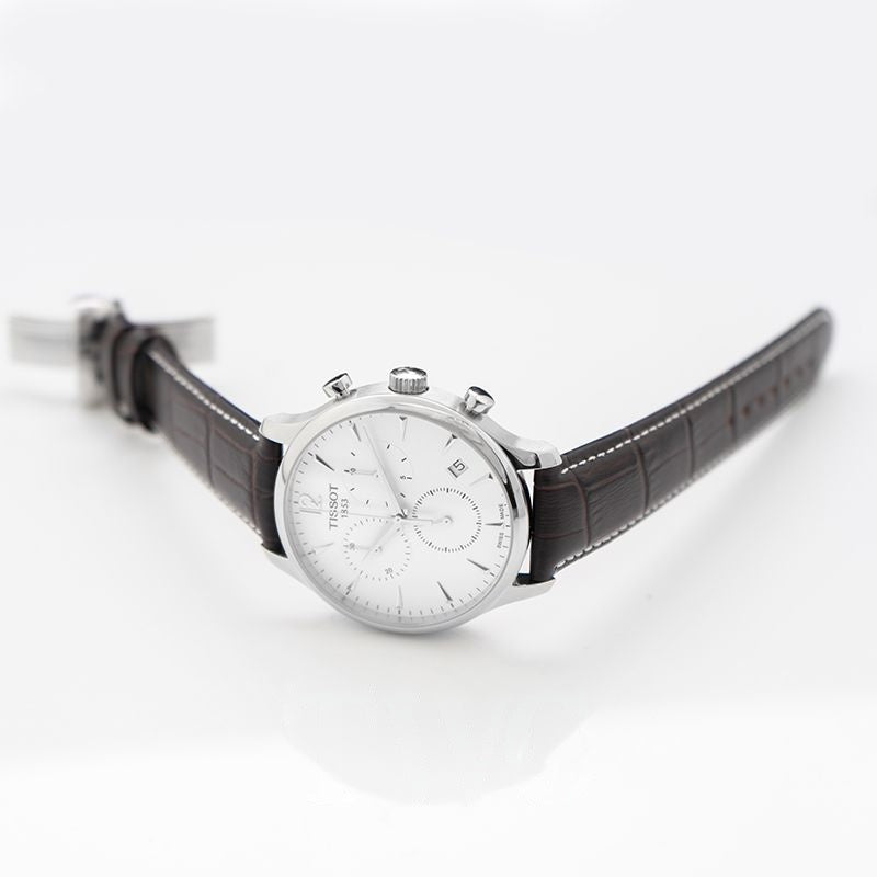T-Classic 42 mm silbernes Zifferblatt aus Edelstahl T063.617.16.037.00