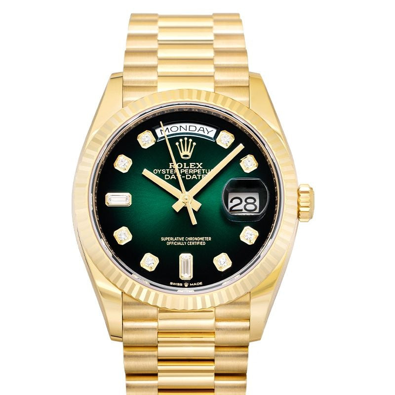 Day Date 36 mm grünes Zifferblatt in 18 Karat Gelbgold 128238A Grün