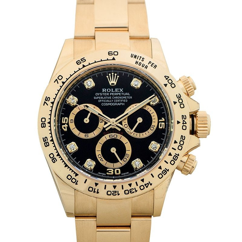 Cosmograph Daytona 40 mm schwarzes Zifferblatt in 18 Karat Gelbgold 116508-0016