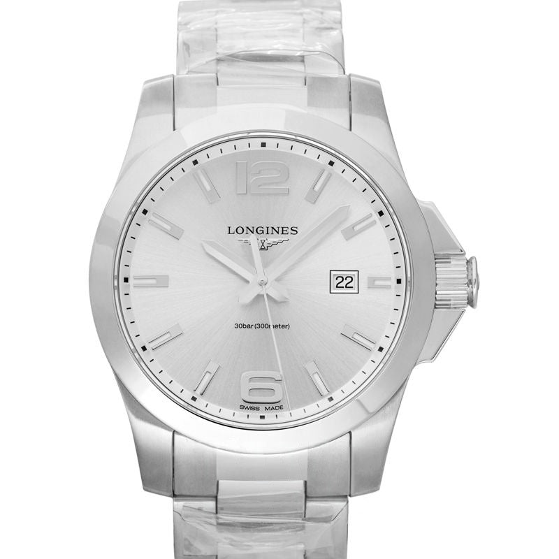 Longines Conquest 43 mm silbernes Zifferblatt aus Edelstahl L37604766