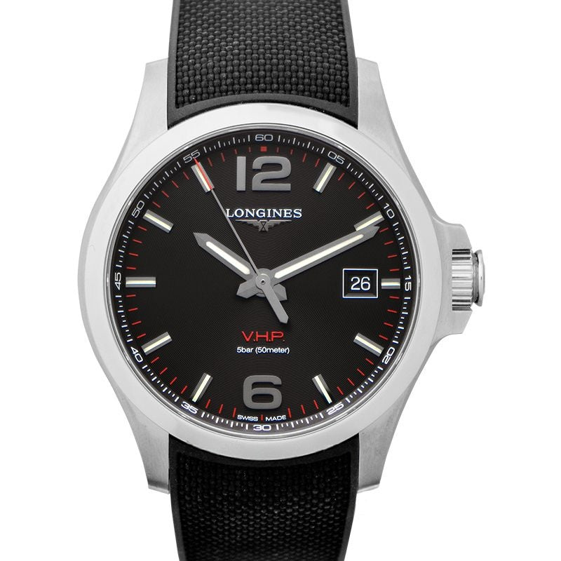 Longines Conquest 43 mm schwarzes Zifferblatt aus Edelstahl L37264569