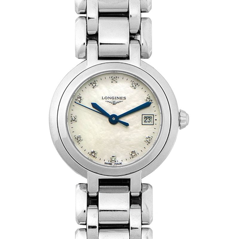 Longines PrimaLuna 26,5 mm weißes Perlmuttzifferblatt aus Edelstahl L81104876