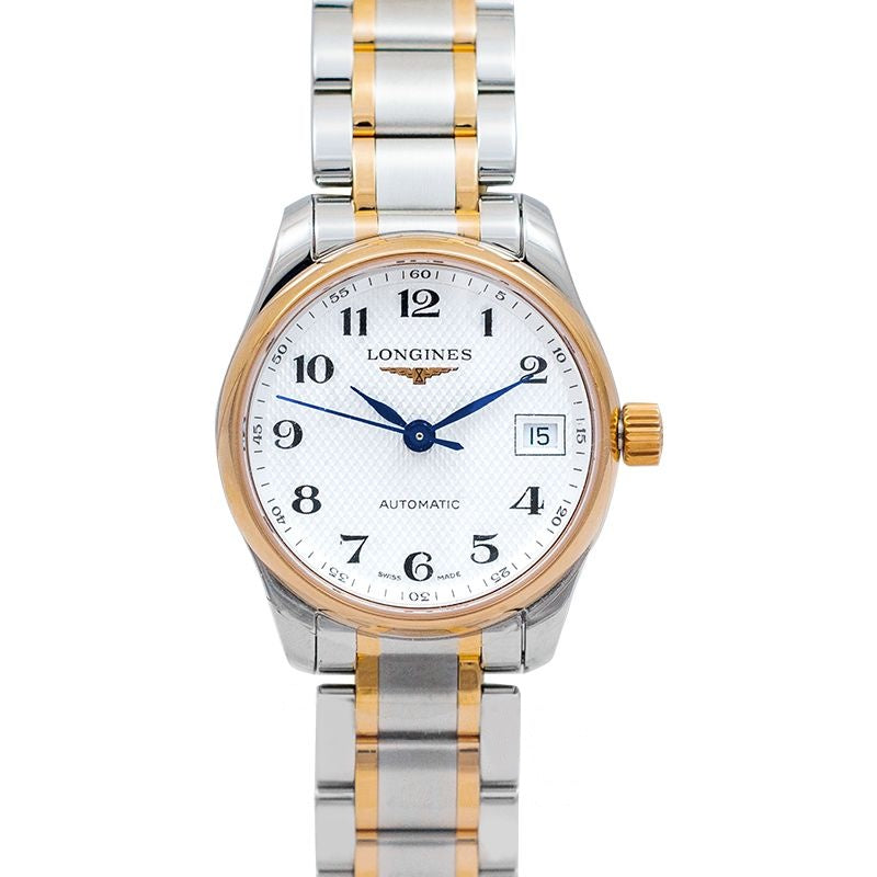 Die Longines Master Collection 25,5 mm silbernes Zifferblatt aus Edelstahl, Roségold L21285797