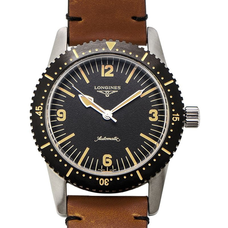 Longines Heritage – 42,00 mm, schwarzes Zifferblatt aus Edelstahl L28224562