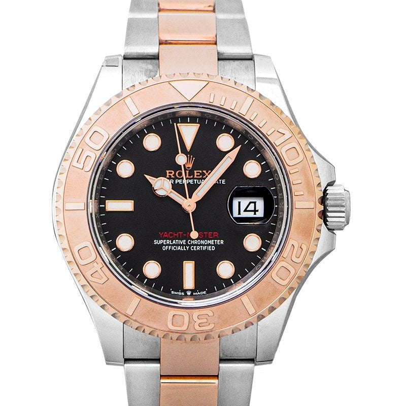 Yacht Master 40 mm schwarzes Zifferblatt aus Edelstahl, Everose-Gold 126621-0002