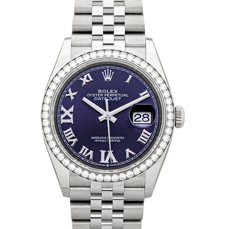 Datejust 36 mm, violettes Zifferblatt aus Edelstahl, Weißgold 126284RBR-0013
