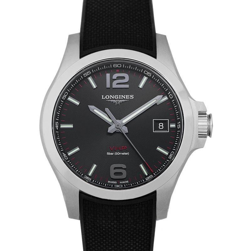 Longines Conquest 41 mm schwarzes Zifferblatt aus Edelstahl L37164569