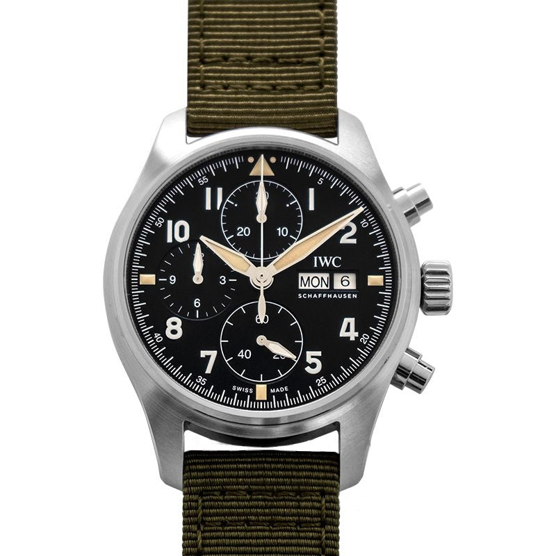 Pilot 41 mm schwarzes Zifferblatt aus Edelstahl IW387901