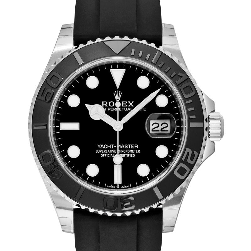 Yacht Master 42 mm schwarzes Zifferblatt in 18 Karat Weißgold 226659