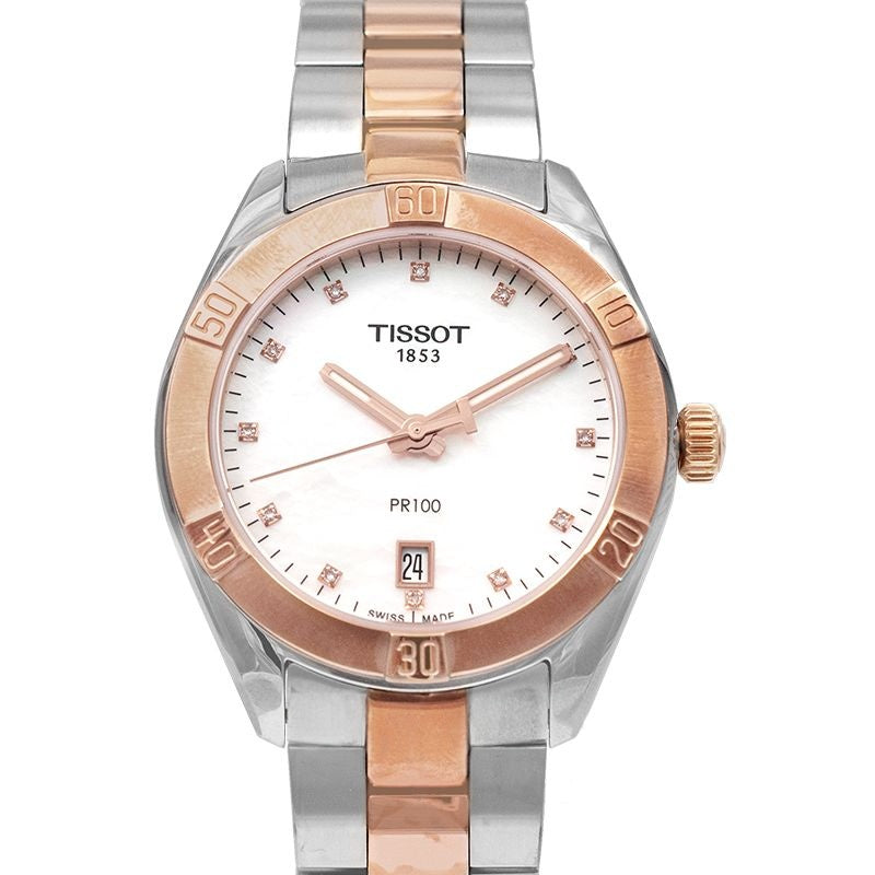 T-Classic 36 mm weißes Perlmuttzifferblatt aus Edelstahl T101.910.22.116.00