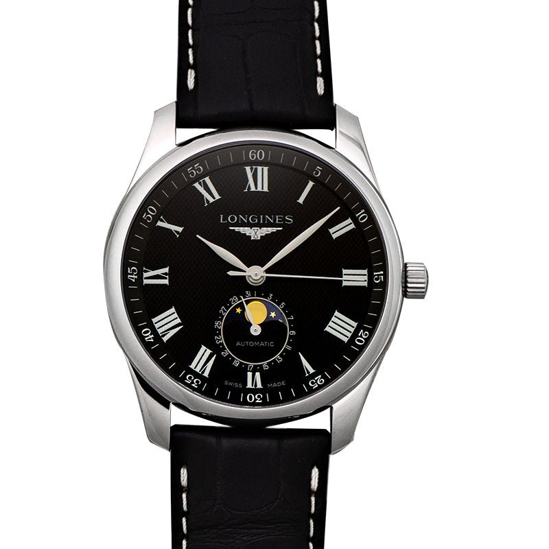 Die Longines Master Collection – 40,00 mm schwarzes „Gerstenkorn“-Zifferblatt aus Edelstahl L29094517