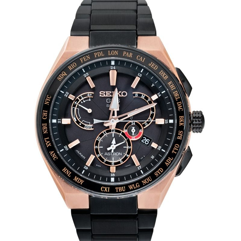 Astron 46,1 mm schwarzes Zifferblatt aus Keramik, Titan SBXB126
