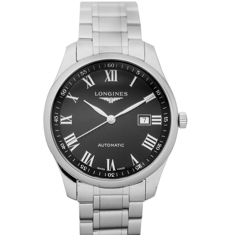 Die Longines Master Collection 42 mm schwarzes Zifferblatt aus Edelstahl L28934516