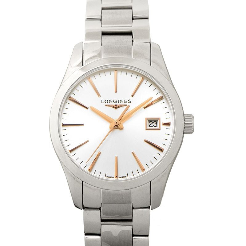 Conquest Classic 34 mm silbernes Zifferblatt aus Edelstahl L23864726
