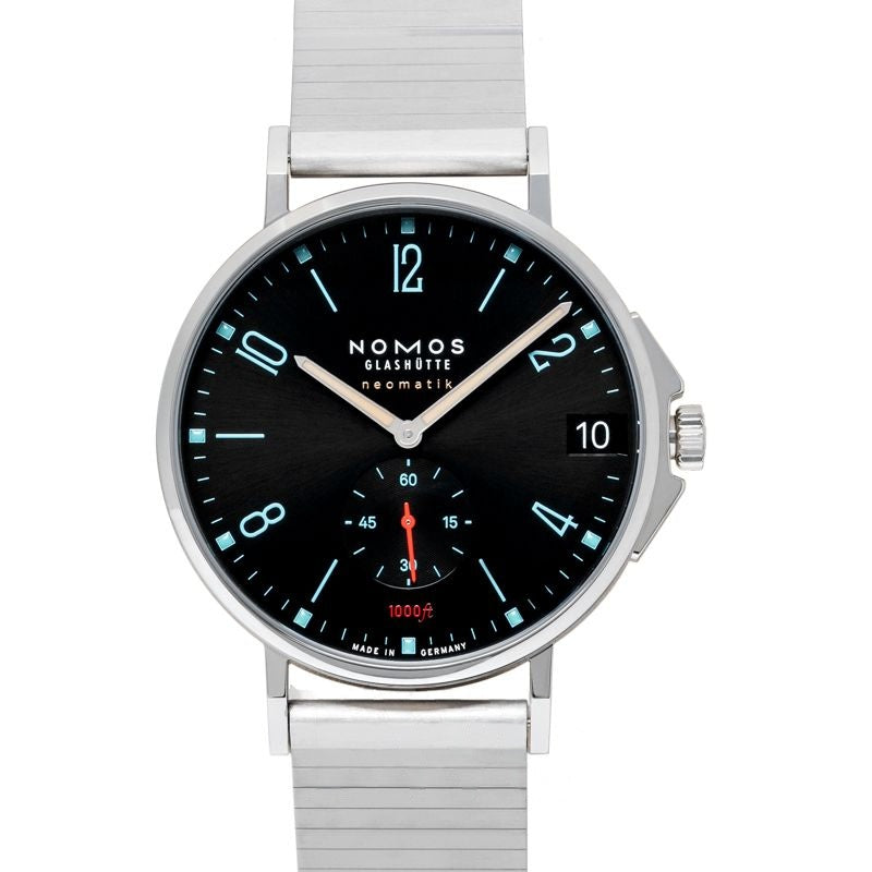 Tangente 42 mm, schwarzes Zifferblatt aus Edelstahl 581